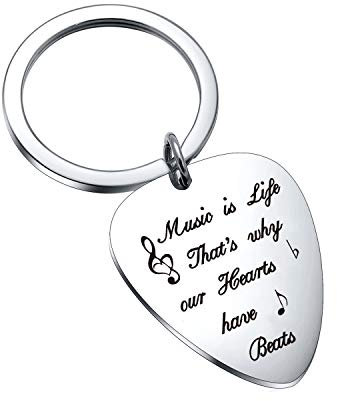 Keytells Gitarrenliebhaber-Schlüsselanhänger, Gitarrenmusiker, Geschenk, Musik-Gitarre, Plektrum, Schlüsselanhänger für Weihnachten, Geburtstag, Gitarre Plektrum Keyring Schlus, Regulär