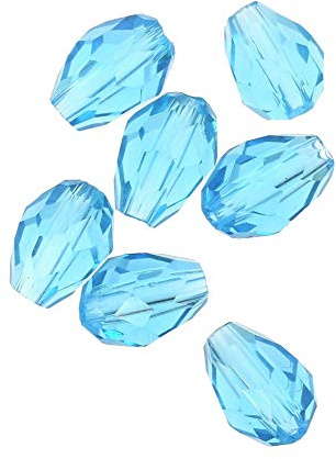 Perlin Lot de 15 perles de verre tchèques, en cristal taillées, 8 x 6 mm, à facettes, en forme de goutte, bleu clair