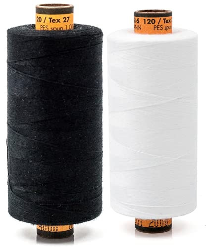 Amann Nähgarn - Stärke 120 - Allesnäher - 2 x 1000m - Nähmaschinengarn - Universal Nähgarn (Schwarz & Weiss)