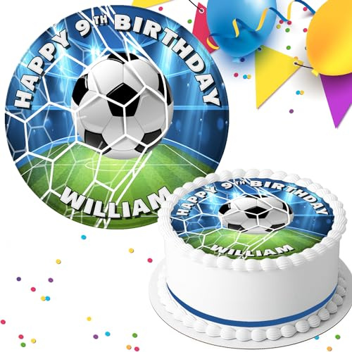 Football Birthday Party Personalised 7.5 INCH Edible Icing Cake Topper Decoration SV-042