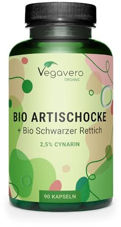 Vegavero Organic Artichoke Extract 500 mg & Black Radish Extract 250 mg | 2.5% Cynarine & 2% Flavones | NO Additives, Lab-Tested | 90 Capsules | Vegan