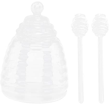 Cabilock 1 Set Honigriegel Beh?lterst?bchen Haushalt Lebensmittelflasche Borosilikat Deckel Glas Bienenstock Und mit Klarem Kristallhalter für Küche Hausstab Sch?pfl?ffel Wiederverwendbar