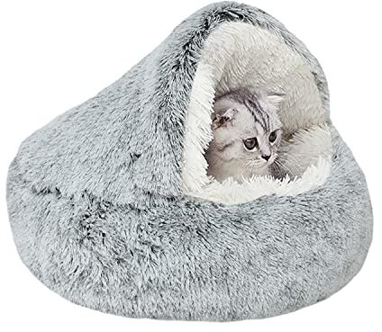 YAGE Beruhigendes Katzenbett,Flauschiges Plüsch-Kätzchenbett,waschbares Anti-Angst-Welpenbett,Haustierbett für kleine Hunde weicher Warmer Donut-Katzenschlafsack.No.: 015002802-0001(M-50cm)