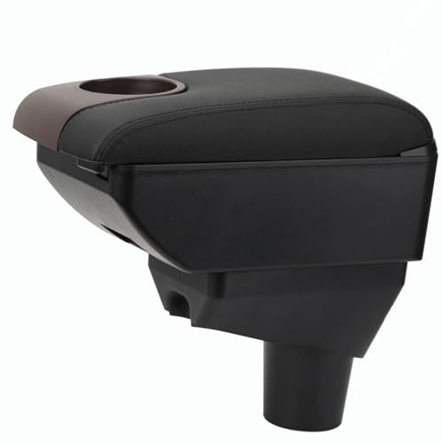 YJYWZH Mittelarmlehne für Toyota Aygo X 2021-2026 mit Getränkehalter | 5 USB,Armlehne für Mittelkonsole,PU-Leder,Handyablage,Doppelstauraum,mit Getrankehalter,verschiebbare Armauflage,Schwarz