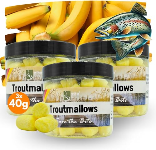 Zite Fishing Troutmallow-Set | 3x40g Marshmallow Forellen-Köder | Intensives Aroma & leuchtende Farben | Ideal fürs Forellenangeln