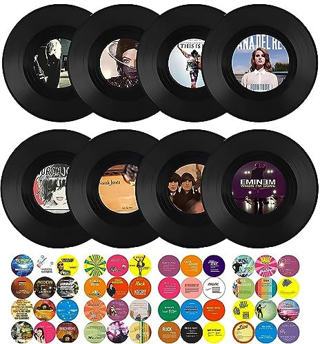 LZYKJGS 8 Stück Vinyl Schallplatte Retro, Schallplatten Dekoration Wand, Rollmusik Partydekoration Schallplatte, für Dekoration von Bars, Café, Zuhause (7 inch)