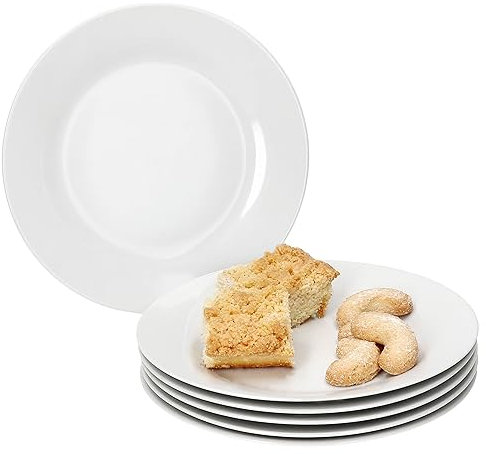 MamboCat Tommy - Set di 6 piatti da torta, in porcellana bianca, per 6 persone, piccoli piatti per insalata, dolci, dessert & Co. I piatti eleganti per colazione, pranzo, caffè e pane da sera