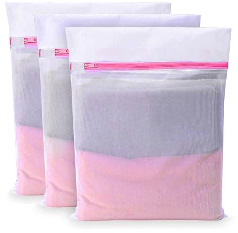 3 Stück Wäschenetz für Waschmaschine, Wäschesäckchen Laundry Bag 50 x 60cm, Wäschesack Wäschebeutel mit Reißverschluss, für BH, Reise, Schuhe, Koffer, Socken, Unterwäsche, Babykleidung