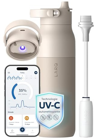 LARQ PureVis 2 Borraccia Intelligente con Filtro - Autopulente UV, Monitoraggio Idratazione via App, Acciaio Inox Coibentato – Garantie 2 Anni – 680ml