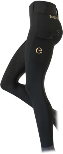 e EQUITYUM Leggings Donna Olimpia, Alta qualità, Materiali Elastici e Resistenti, Full Grip, Confortevoli e Efficienti, Design Italiano (IT, Testo, S, Regular, Regular, Nero)