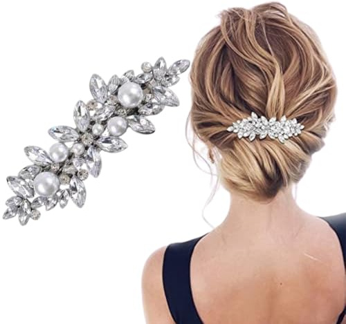 Fc'Noqgn Kristall Perle Haarspangen funkelnden Strass Haarspangen Silber Kristall Haarspangen, Braut Kopfschmuck Dekoration Perlen Hochzeit Haarschmuck