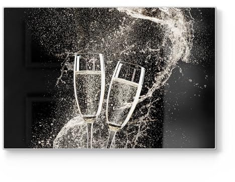 DEQORI Schneidebrett aus Glas | groß 30x20 cm | Motiv Perlenspiel im Glas | Design Schneideplatte für Küche | Frühstücksbrett antibakteriell & rutschfest | Glasplatte & Servierplatte