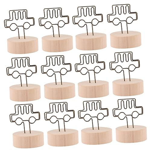 Parliky 12 Stück Memo Clips Auto Motiv Eisen Holz Memo Notiz Clip Tischkartenhalter Dekoration Für Hochzeit Geburtstag Babyparty Zuhause