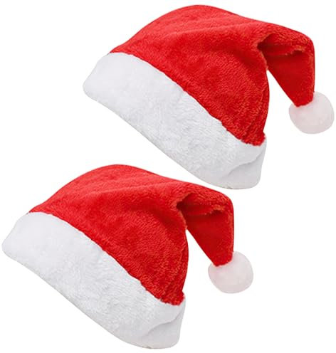 HFMYGS 2 Stück Weihnachtsmütze, Mütze Weihnachtsmann, Nikolausmütze Weihnachtsmann Mütze Erwachsene, Rote Santa Mützes Warm Dicker Nikolaus, Weihnachtsmannmütze für Herren und Damen