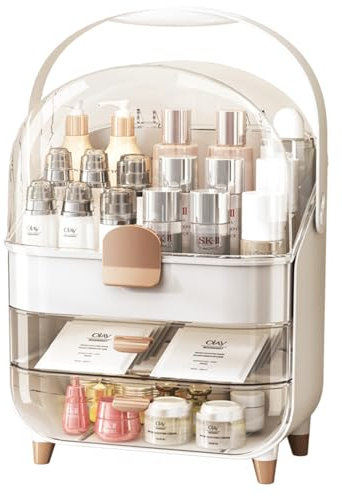 STRADO Schminktisch Make Up Organizer für Kosmetik | Organizer Box Badezimmer Organizer Schmink Organizer Skin Care Organizer Badorganizer Parfüm Regal | Zimmer Deko Aesthetic Clean Girl