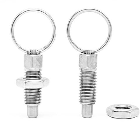 LONGHAO 2 x M12 Quick Release Pin, Spring Plunger with Pull Ring, Locking Pin Made of Stainless Steel, Stainless Steel Clutch Pin, Spring-Loaded Pin for Trailer Gates, for Industrial Systems, Trailer