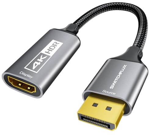 SWITCHFLUX DisplayPort to HDMI Adapter | 4K@60Hz,2K@120Hz Unidirectional DP to HDMI Converter,Male to Female,Compatible with HP,Dell, AMD,NVIDIA,Laptops,Desktops,and Monitors