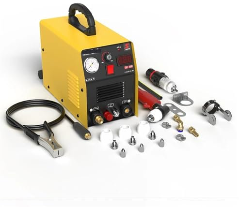 Cortadora De Plasma, Cortador de plasma 55P Amp HF IGBT Inversor Máquina de corte por plasma de aire portátil con accesorios Corte limpio de 12 mm for metal,PortáTil y FáCil de Configurar