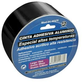 PRENDELUZ Nastro adesivo in alluminio per alte temperature 10 m x 50 mm nero