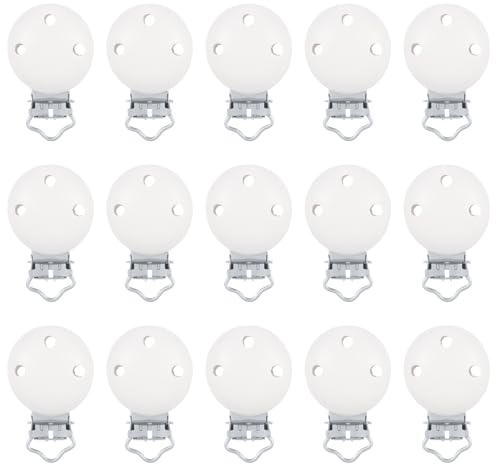Pinzas para chupete de haya natural, 15 unidades, manualidades, dentición, color blanco