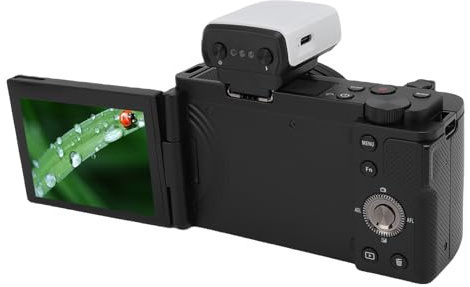 Cámara de pantalla táctil 5K, Balance de blancos profesional Cámara pequeña WiFi compacta con pantalla abatible de 3,2 pulgadas, zoom híbrido de 15 x (negro)