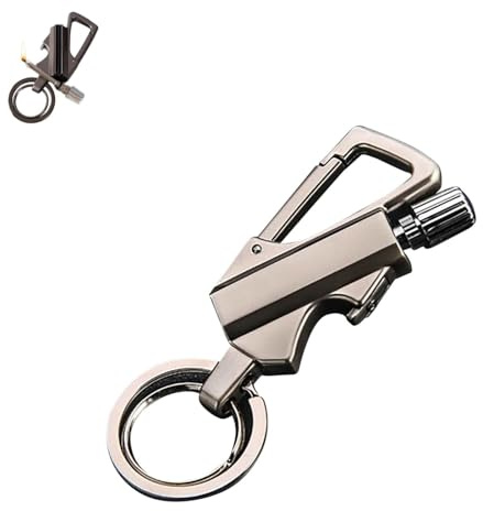Permanent Match Infinity Lighter with Multitool Keychain Bottle Opener, Reusable Waterproof Match Strike Anywhere, Forever Flint Fire Starter for Outdoor Survival, for Men (Silver)