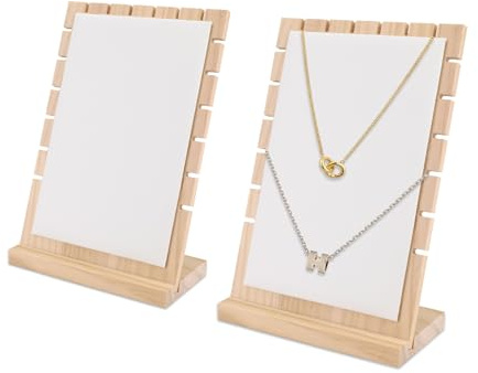 Lucxhcky Lot de 2 présentoirs à bijoux en bois pour vendeurs (blanc)