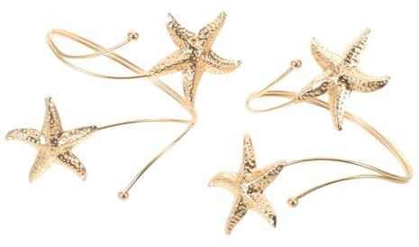 BIUDECO Fermatende Nautici a Forma di Stella Marina in Metallo Dorato, Set da 1 Paio di Anelli per Tende da Finestra, Accessori Decorativi per Tende Tropicali e Costiere, Adatti per Casa