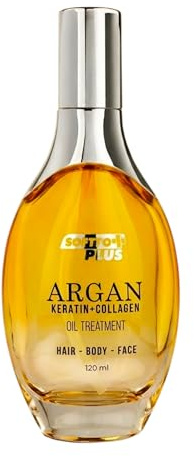 Softto Plus Arganolja – hårolja, ansiktsolja och kroppsolja, anti-aging vård med E-vitamin, anti-frizz, intensiv fukt, utan sköljning, för alla hud- och hårtyper | 120 ml