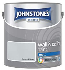 Johnstone's - Wall & Ceiling Paint - Frosted Silver - Matt Finish - Emulsion Paint - Fantastic Coverage - Easy to Apply - Dry in 1-2 Hours - 12m2 Coverage per Litre - 2.5L