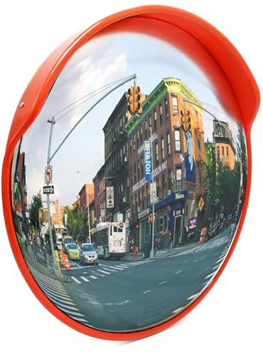 Wiltec Espejo de tráfico 60 cm redondo convexo en policarbonato con cubierta protectora campo visual de 160° material de montaje incluido espejo de seguridad espejo vigilancia salidas seguridad vial