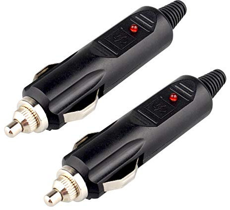 Futheda Lot de 2 Prises de Courant CC 12 V mâle pour Allume-Cigare avec fusible Rouge 10 A et indicateur d'alimentation LED