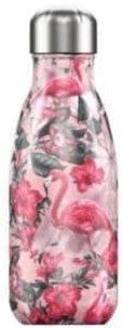 Chilly's Gourde réutilisable en acier inoxydable, anti-fuite, anti-condensation, flamant rose, 260 ml