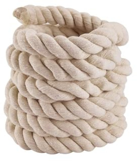 Faxco 10ft Natural Twisted Cotton Rope Strong Triple-Strand Rope for Sports, Crafts, Indoor Outdoor Use Tug of War Rope
