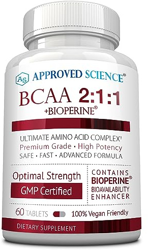 Approved Science BCAA Supplement - 60 Tablets - 2400mg - Increase Performance and Enhance Muscle Development - L-Leucine, L-Isoleucine, L-Valine - Made in USA, Non-GMO