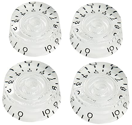 Musiclily Pro Linkshänder Imperial Zoll Größe Zylinder-Form Potiknopfe Speed Knobs für USA Les Paul Style E-Gitarre, Transparent(4er Set)