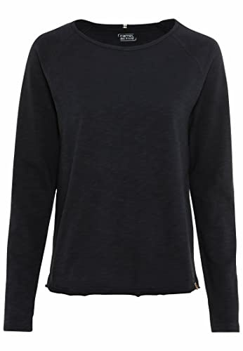 camel active Damen Basic Langarm T-Shirt mit Rundhalsausschnitt aus Reiner Baumwolle | atmungsaktives langarm Shirt leicht meliert mit Rundhalsausschnitt im Regular Fit
