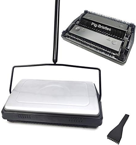 EZ SPARES Leiser Teppichkehrer, Bodenkehrer mit Schweinebresten, geeignet für Teppichreinigungskraft, Starke Bürste, ideal für Haus, Büro, Küche, Teppich (Silber)