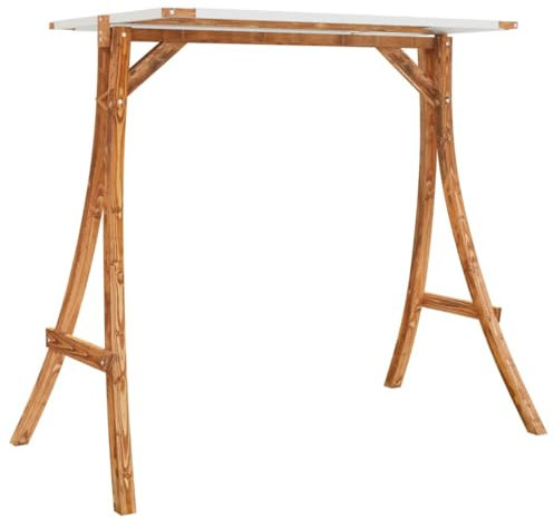 vidaXL Massivholz Schaukelgestell mit Creme Dach Holzgestell Bugholz Gestell Rahmen für Hollywoodschaukel Gartenschaukel Schaukelbank Teak-Finish