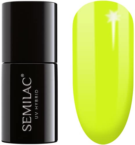 SEMILAC Gel Nail Polish 565 Neon Yellow - Full Coverage Gel Polish - Soak Off Easy To Use LED/UV Nail Lamp - Long Lasting Manicure and Pedicure up to 3 weeks