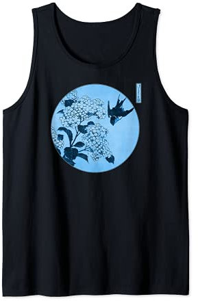 Famous Vintage Japanese Woodblock Art: Hydrangea and Swallow Tank Top