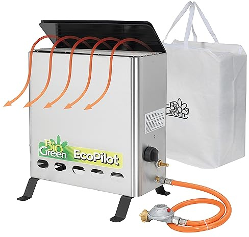 Bio Green Gas-Gewächshaus-Heizung „EcoPilot“ | 4200 Watt Heizleistung | Gasheizung mit Frostschutz-Funktion, integriertem Thermostat und Sauerstoffmangel-Sicherung