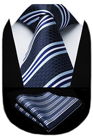 HISDERN Krawatten Für Herren Gepunktete Klassische Taschentuch Formelle Elegant Krawatte & Einstecktuch Set Für Hochzeit Party Business