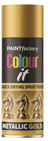 SDMAX 1 x Metallic Gold Spray Paint 200 ML Multipurpose Use Spray For Metal, Wooden Furniture, Interior And Exterior Decoration, Long-Lasting, Shimmering Finish