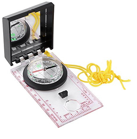 Boussole multifonctionnelle avec règle de cartographie et kit d'urgence Miroir,Boussole de visée Militaire, Boussole de Scout étanche pour Le Camping, la randonnée, la Chasse en Plein air, bousso