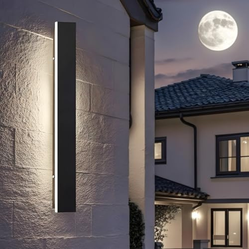 ZTWLEED Applique Esterno LED 16W 80CM Nero IP65,Luce Bianco Naturale 4000K