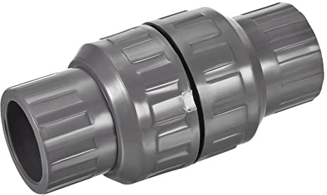 sourcing map Rückschlagventile, 32 mm, Innendurchmesser, rutschfest, Feder-Inline-Schlauchverbinder für Wassertankpumpe, PVC, Grau