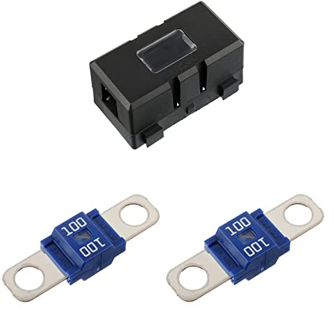SIGANDG Midi säkringshållare och 2 stycken midi högströmsskydd skruvsäkring 100 A för bilar, lastbilar, fordon, midisäkring 100 ampere