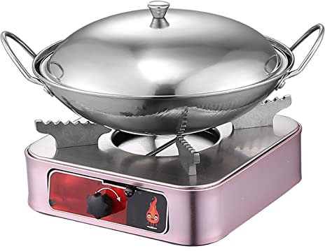 Spirituskocher für Innenraum Mit Topf Campingkocher, Tragbarer Camping Alkoholkocher Set, Mini Spiritusbrenner für Im Freien, Verwendet Part, Hot Pot Grillen Picknick,Gold