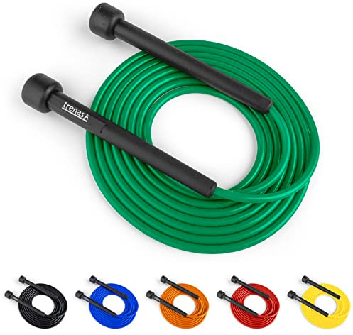 trenas Springseil | Jump Rope | Rope Skipping Seil | Springseil Erwachsene & Kinder | 3 Meter | Einfach verstellbar | Speed Rope